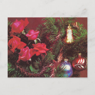 Carte Postale Épinette avec roses et boules