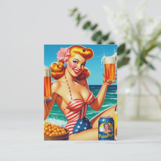 Carte Postale Épingle de bière rétro (Debout devant)