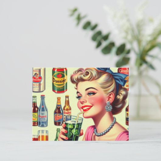 Carte Postale Épingle de boisson vintage (Debout devant)