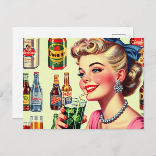 Carte Postale Épingle de boisson vintage (Devant / Derrière)