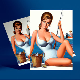 Carte Postale Épinglé de pêche rétro