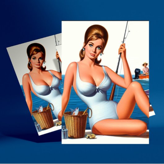 Carte Postale Épinglé de pêche rétro