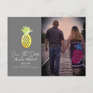 Carte Postale Épinglé de Pineapple Tropical Gris Sauvegarder la