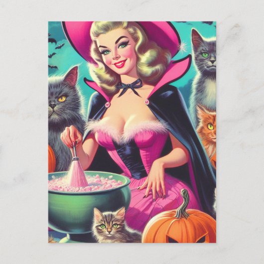 Carte Postale Épingle de sorcière d'Halloween (Devant)