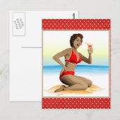 Carte postale épingle d'été avec cocktail (Devant / Derrière)