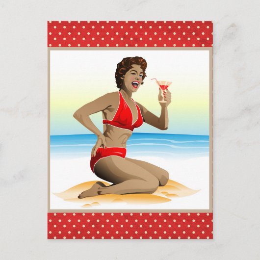 Carte postale épingle d'été avec cocktail (Devant)