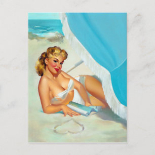 Carte Postale Épingle du coeur de sable vers le haut