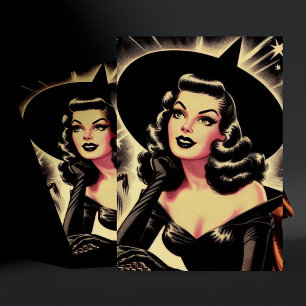 Carte Postale Épingle sorcière vintage vers le haut