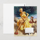 Carte Postale Épingler avec Puppy (Devant / Derrière)