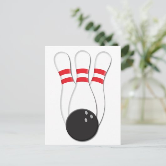 Carte Postale Épingles de bowling et balle (Debout devant)