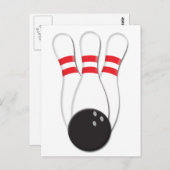 Carte Postale Épingles de bowling et balle (Devant / Derrière)