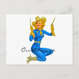 Carte Postale Épinglette à pistolet à bille de la fille Thunder_