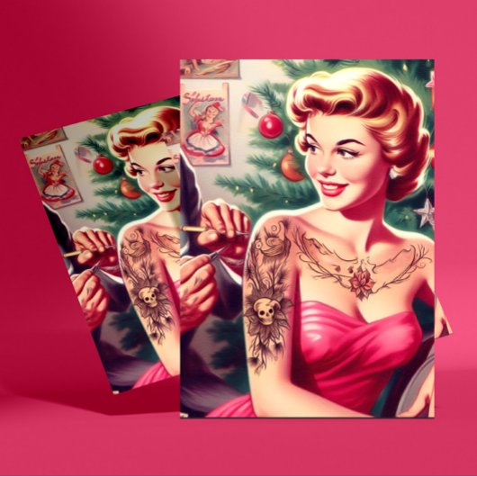 Carte Postale Épinglette de Noël tatouée