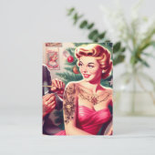 Carte Postale Épinglette de Noël tatouée (Debout devant)