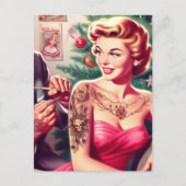 Carte Postale Épinglette de Noël tatouée (Devant)