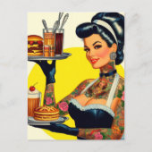 Carte Postale Épinglette de serveuse vintage (Devant)