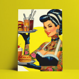 Carte Postale Épinglette de serveuse vintage