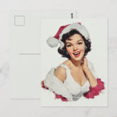 Carte Postale Épinglette Rétro de Noël Souriante (Devant / Derrière)