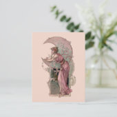 Carte Postale Époque victorienne Art Nouveau Femme & Crescent Mo (Debout devant)