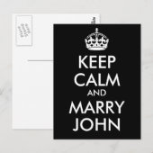 Carte postale Épousez John et restez calmes (Devant / Derrière)