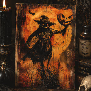 Carte Postale Épouvantail Citrouille Creepy Jack O’ Lantern Hall