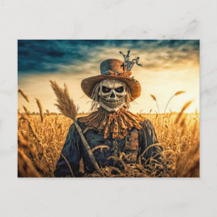 Carte Postale Épouvantail Effrayant Joyeux Halloween