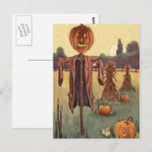 Carte Postale Épouvantail Jack O Lantern Citrouille (Devant / Derrière)