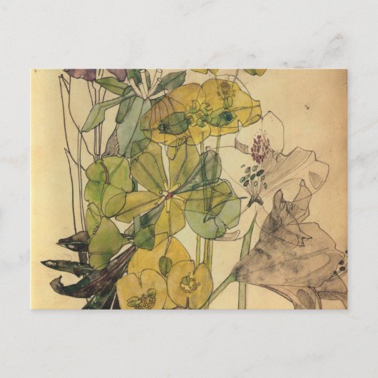 Carte Postale Épurer Avec Les Fleurs De Yham Charles Rennie Mack (Devant)