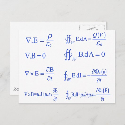 Carte Postale équation maxwell physique (Devant / Derrière)