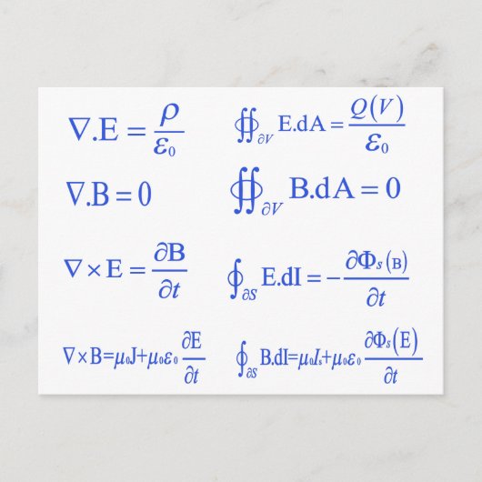 Carte Postale équation maxwell physique (Devant)
