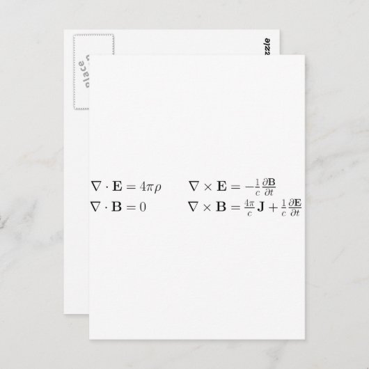 Carte Postale équations de Maxwell, forme différentielle, cgs (Devant / Derrière)