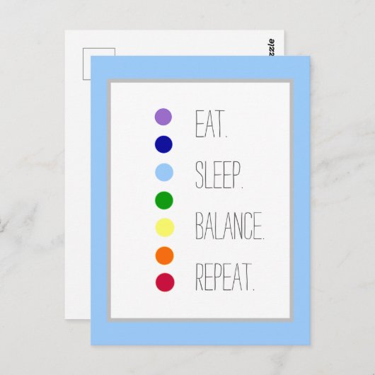 Carte Postale Equilibre de sommeil Manger Design Chakra simple (Devant / Derrière)