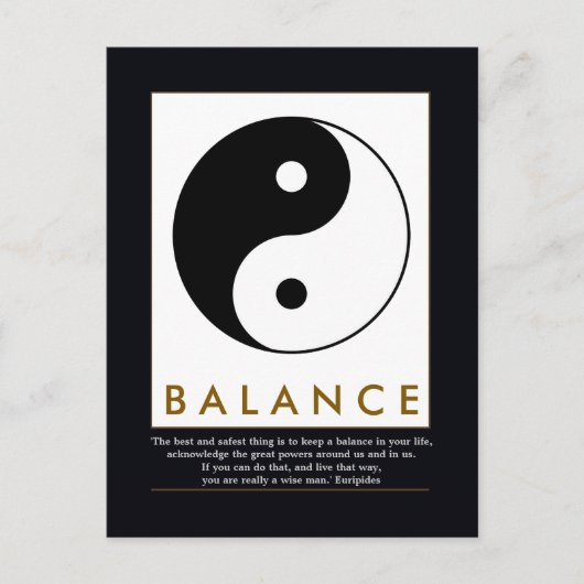 Carte Postale équilibre yoga yin yang avec citation (Devant)