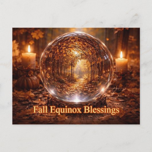 Carte Postale Équinoxe d'automne avec feuillage coloré (Devant)