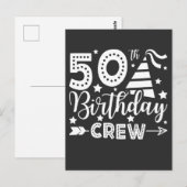 Carte Postale Équipage d'anniversaire 50 ans 50 Crew de fête (Devant / Derrière)