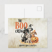 Carte Postale Équipage de chiens Boo effrayants Halloween Citrou (Devant / Derrière)
