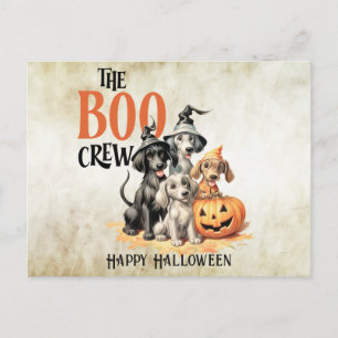 Carte Postale Équipage de chiens effrayants Halloween Citrouille