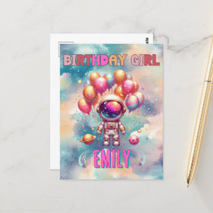 Carte Postale Équipage de la fille qui fête son anniversaire dan