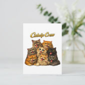 Carte Postale Équipage de l'herbe à chat Mignon Drôle Visages de (Debout devant)