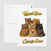 Carte Postale Équipage de l'herbe à chat Mignons Visages de Chat (Devant / Derrière)
