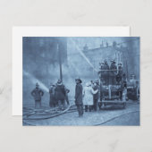 Carte Postale Équipage d'incendie en action - Vintage (Devant / Derrière)