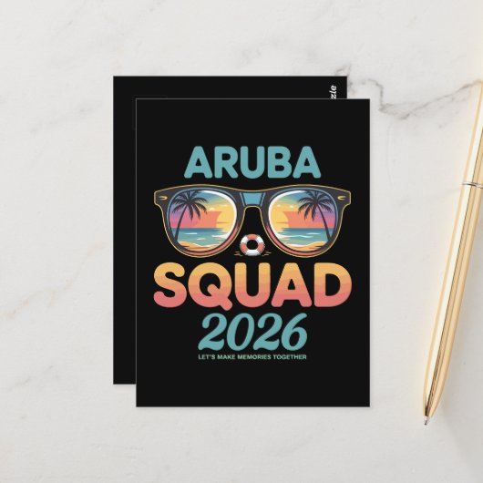 Carte Postale Équipe Aruba 2026 Rétro (Devant/Arrière en situation)