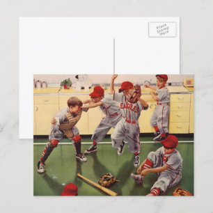 Carte Postale Équipe de baseball de sport vintage, garçons en tr