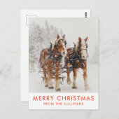 Carte Postale Équipe de Belgique de cheval Wintery Christmas Sce (Devant / Derrière)