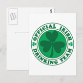 Carte Postale Équipe de boisson irlandaise/St. Patrick's Day (Devant / Derrière)