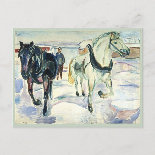 Carte Postale Équipe de chevaux en neige par Edvard Munch (Devant)