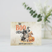 Carte Postale Équipe de chiens Boo effrayants Halloween Citrouil (Debout devant)