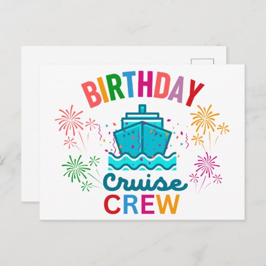 CARTE POSTALE ÉQUIPE DE CROISIÈRE D'ANNIVERSAIRE (Devant / Derrière)