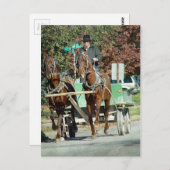 Carte Postale Équipe de deux chevaux (Devant / Derrière)