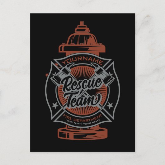 Carte Postale Equipe de Secourt de pompier AJOUTER UN NOM À L'Hy (Devant)